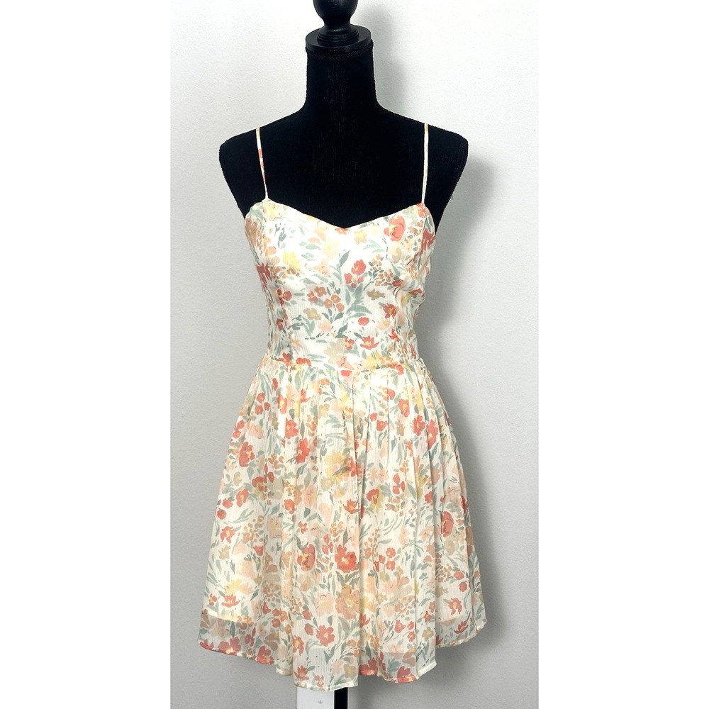 JACK Women's Floral Cut Out Back Sundress Spaghetti Strap Size (4)